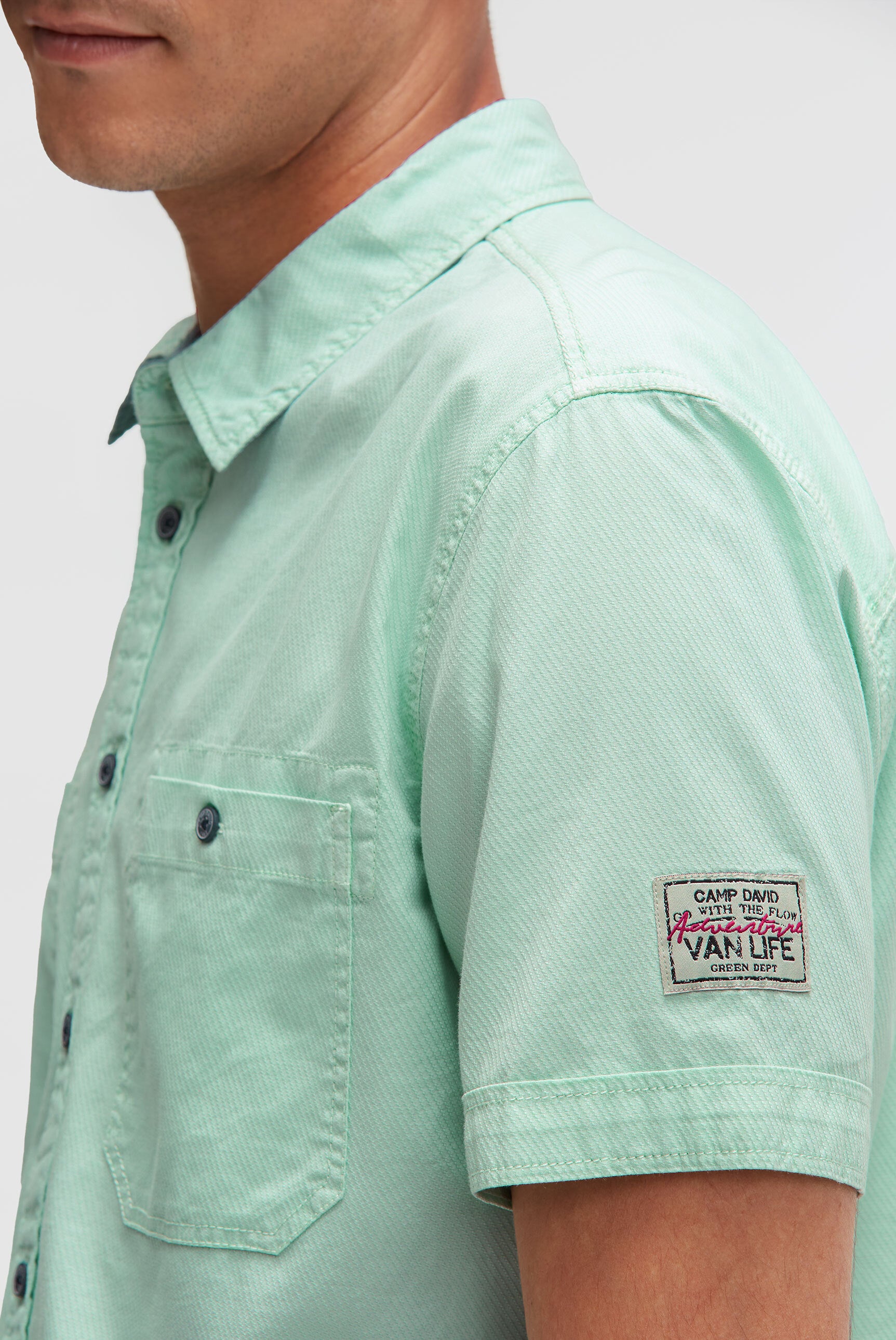 Kurzarmhemd mit diagonaler Dobby-Struktur - 6