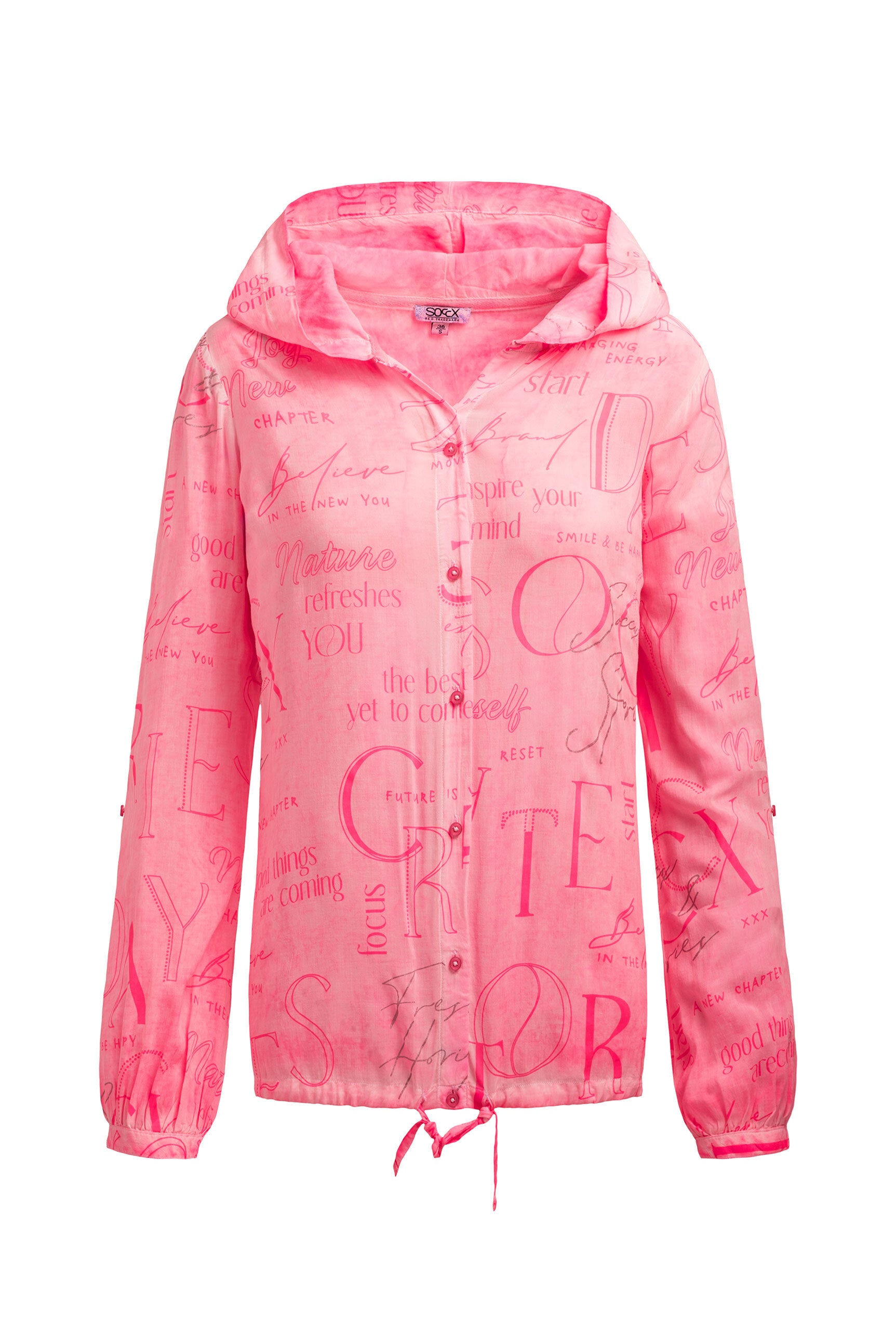 Langarmbluse mit Kapuze und All Over Print - 1