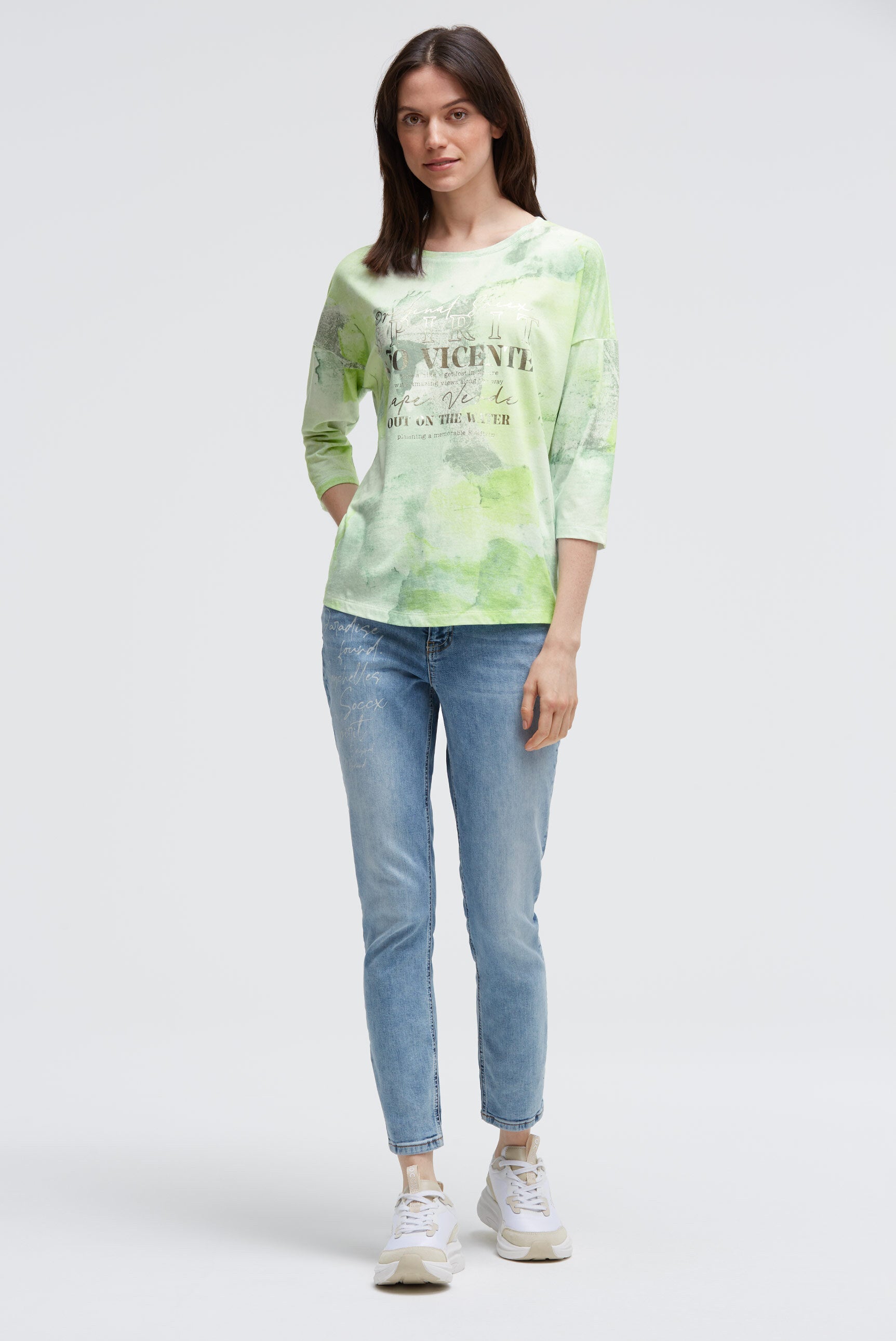 Shirt mit Batik All Over Print und 3/4-Ärmeln - 3