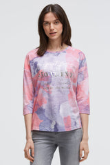 Shirt mit Batik All Over Print und 3/4-Ärmeln