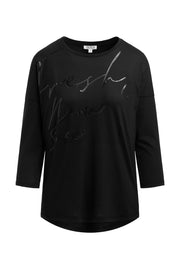 Rundhalsshirt mit Artwork und verkürzten Ärmeln