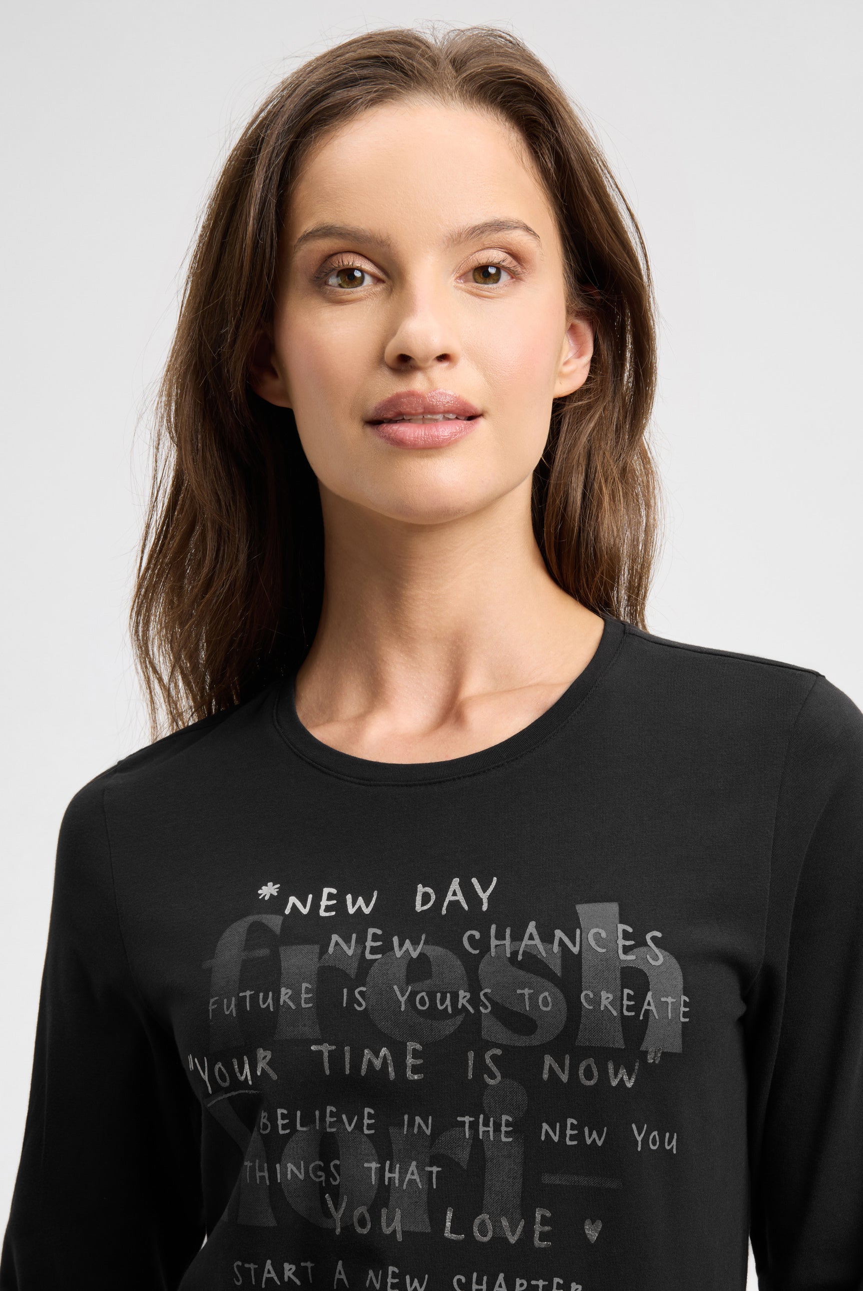 Langarmshirt Rundhals mit Wording Print - 4