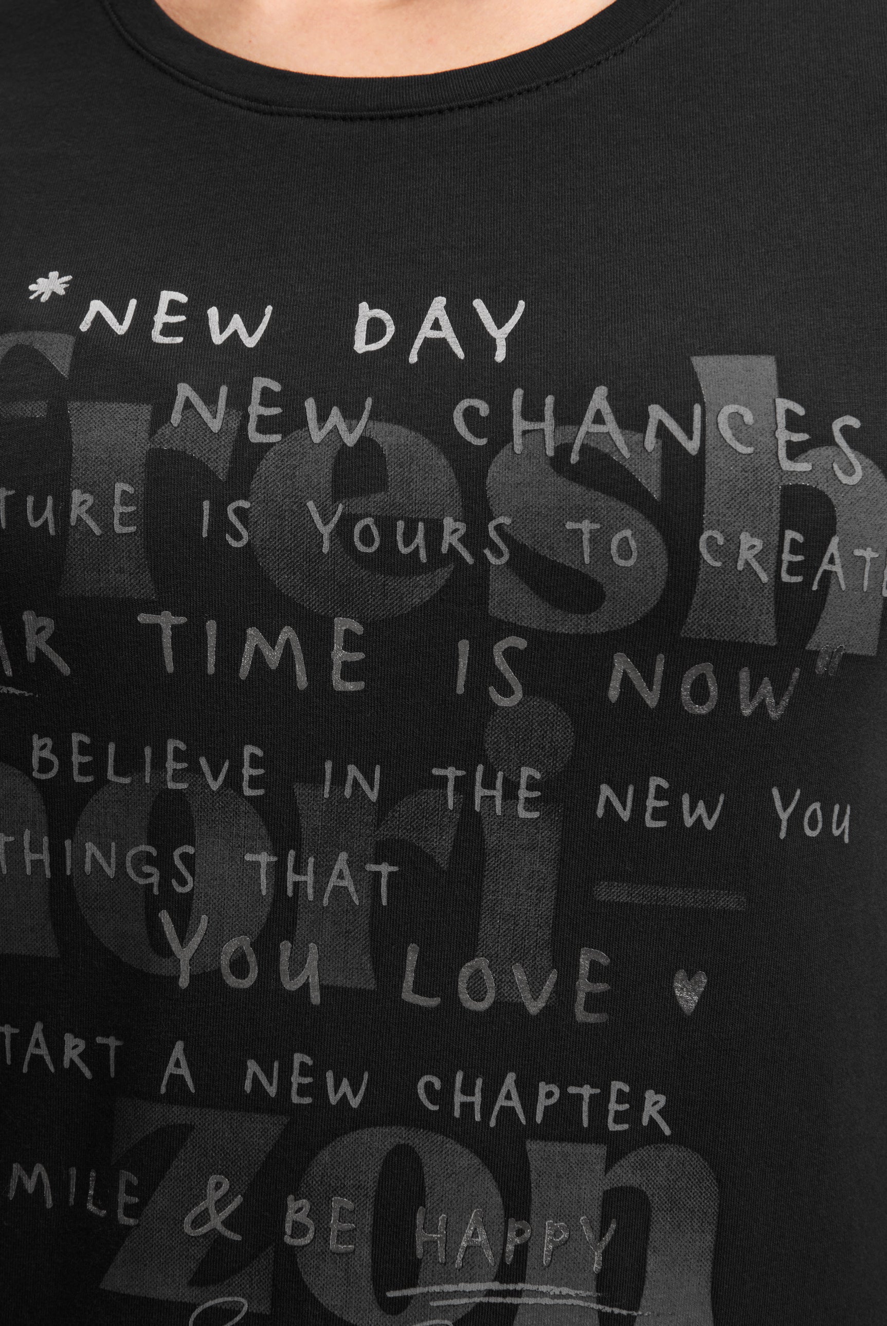 Langarmshirt Rundhals mit Wording Print - 6