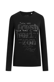 Langarmshirt Rundhals mit Wording Print