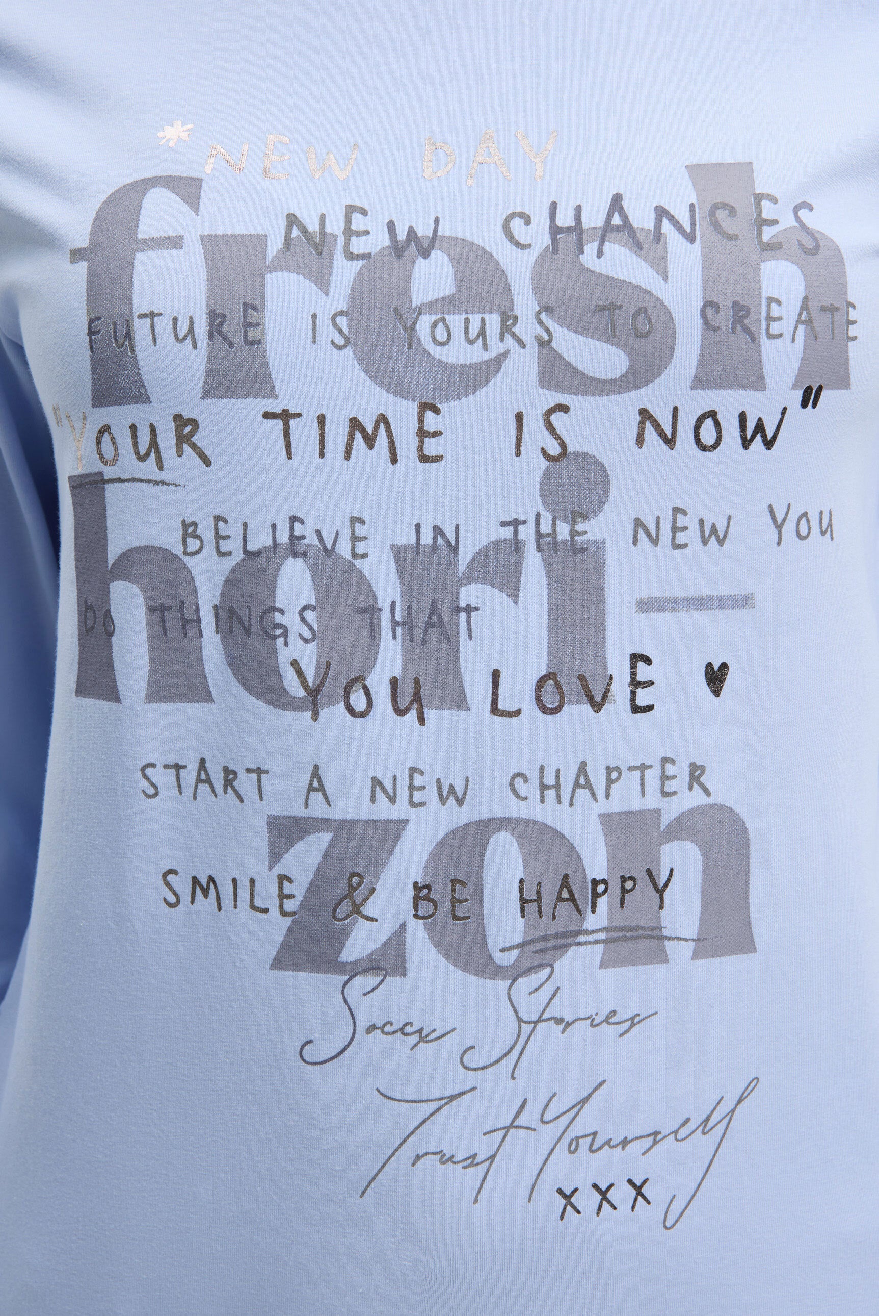 Langarmshirt Rundhals mit Wording Print - 8