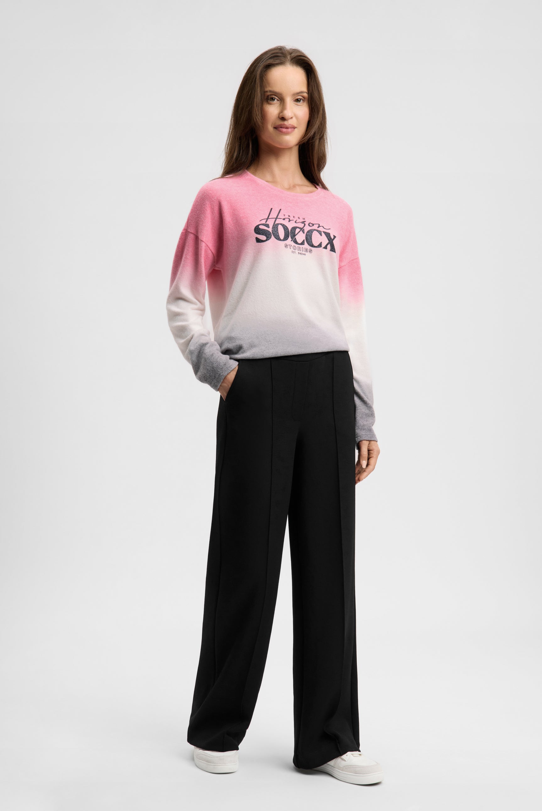 Wide Leg Hose mit Biesen und Elastikbund - 3