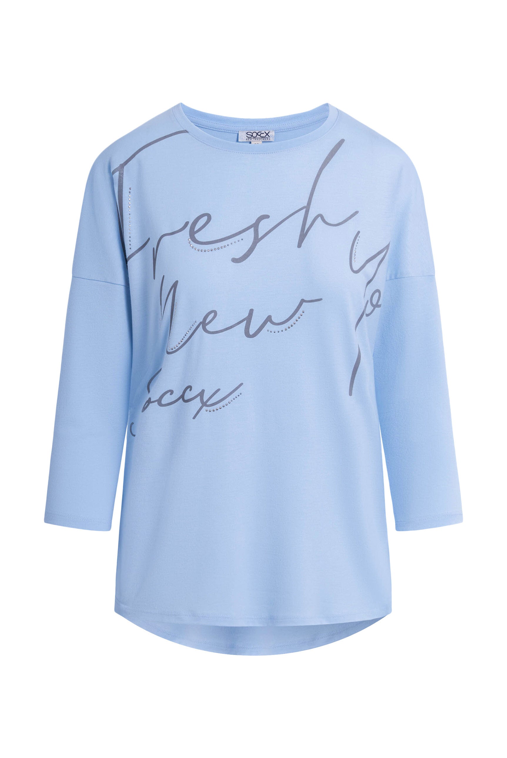 Rundhalsshirt mit Artwork und verkürzten Ärmeln