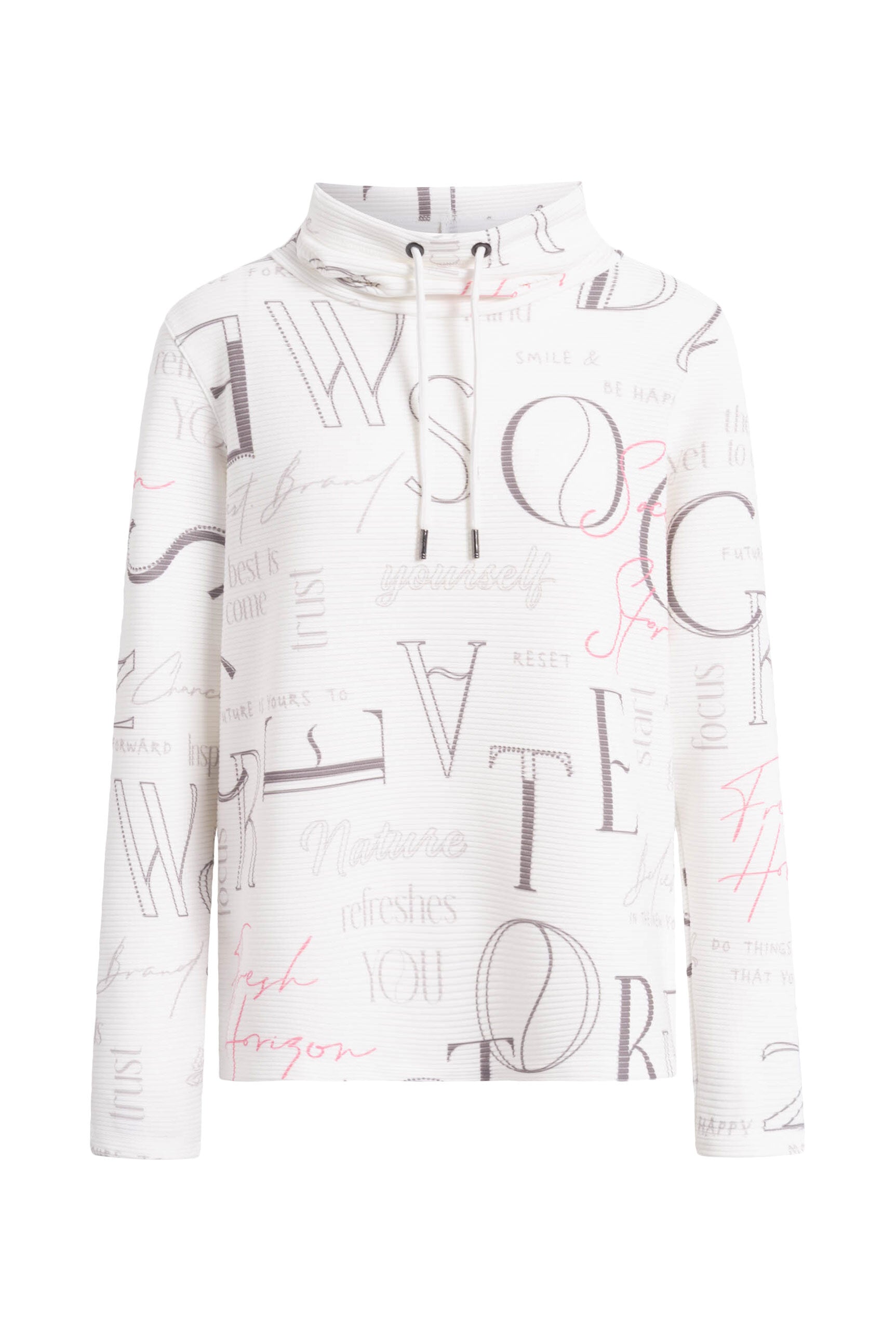 Strukturiertes Sweatshirt mit hohem Kragen und Artwork