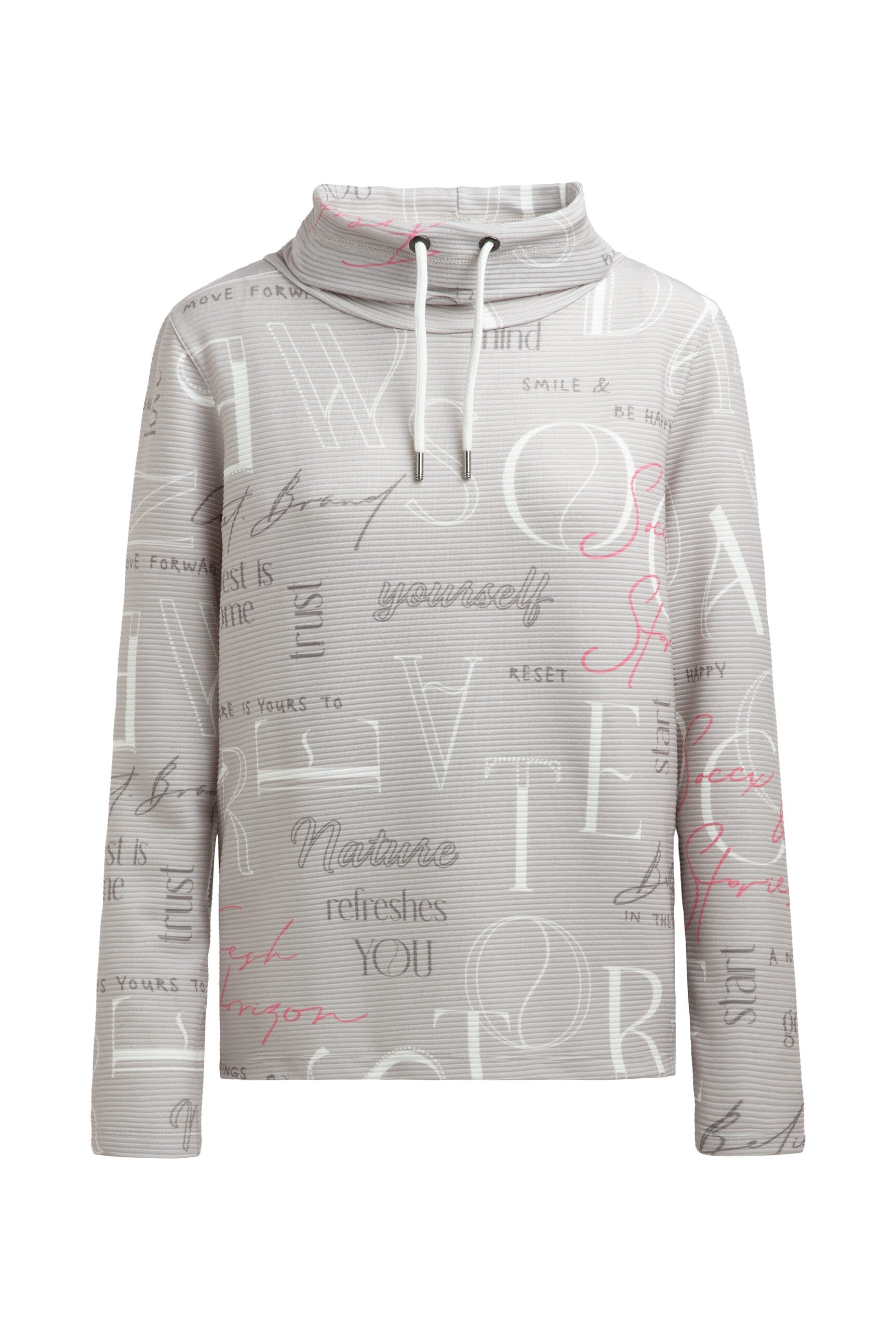 Strukturiertes Sweatshirt mit hohem Kragen und Artwork