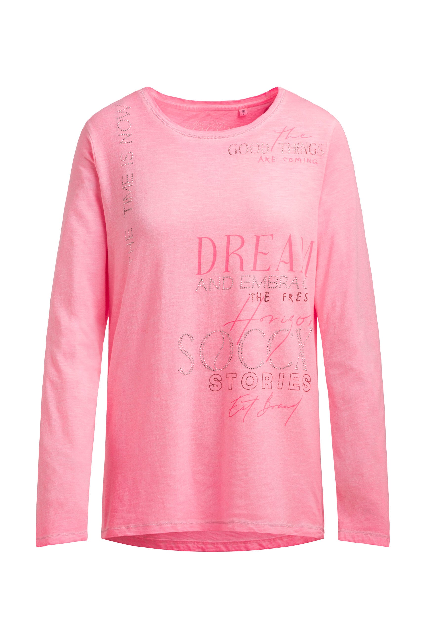 Langarmshirt mit Print und Schmucksteinen